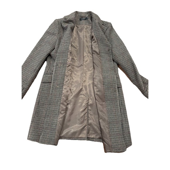 Lauren Ralph Lauren Wool Blend Reefer Merlot Houndstooth Coat Size 14 EUC - Picture 8 of 12
